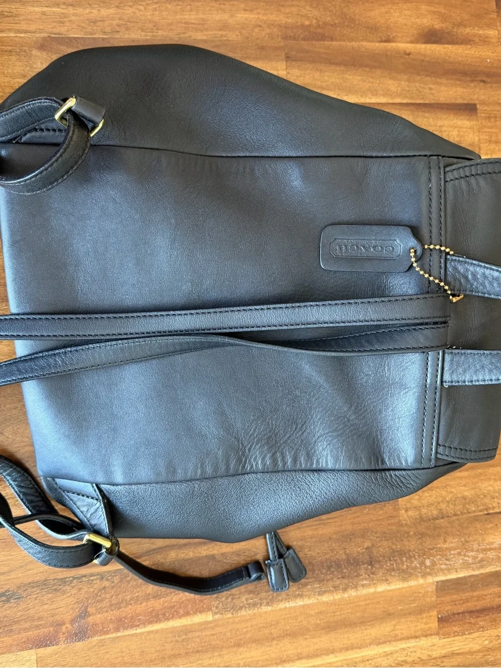 Vintage Coach Legacy West Hampton Backpack 9827 Black Leather Drawstring Y2K